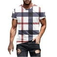 thumbnail image 1 of ohmzyzo Mens Plaid T-Shirts Short Sleeve Tops Crewneck Undershirt Casual Basic Tees Breathable Summer Slim Fit Tops Athletic Training Tees XXL, 1 of 5
