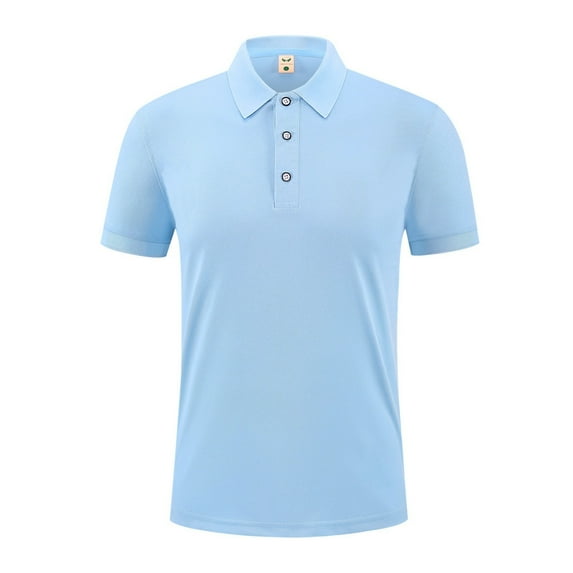 ohmzyzo Mens Polo Shirts Lightweight Moisture Wicking Golf Shirt Solid Color Short Sleeve Breathable Golf Shirts Sky Blue 4XL