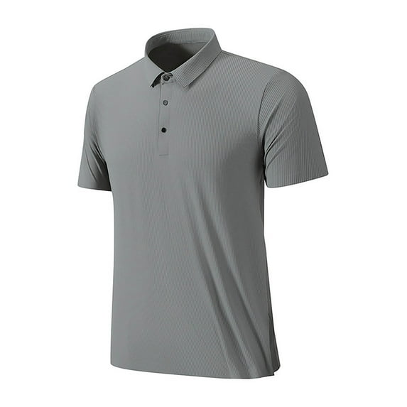 ohmzyzo Mens Polo Shirts Moisture Wicking Golf Shirts Clasic Solid Color Short Sleeve Performance Tops Breathable Outdoor Golf Tees Gray 4XL