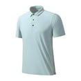 thumbnail image 1 of ohmzyzo Mens Polo Shirts Moisture Wicking Golf Shirts Clasic Solid Color Short Sleeve Performance Tops Breathable Outdoor Golf Tees Light Blue 5XL, 1 of 3