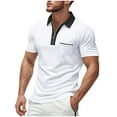 thumbnail image 1 of ohmzyzo Mens Polo Shirts Quarter Zip Short Sleeve Shirts Casual Classic Lightweight Golf Collared Shirt with Pocket White XXL, 1 of 8