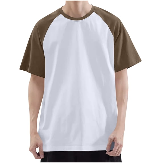 ohmzyzo Mens Raglan Short Sleeve Crewneck Tops Summer Color Block Oversized Blouse Casual Athletic Baseball T Shirts