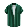 thumbnail image 1 of ohmzyzo Mens Solid Color Tops Short Sleeve Button Down Shirts Summer Beach Blouses Relaxed Fit Lightweight Casual Outdoor Shirts Jacket Green XXL, 1 of 4
