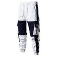 thumbnail image 1 of ohmzyzo Mens Strength Cargo Work Pans Slim Fit Patchwork Tactical Trousers Drawstring Elastic Waist Pants Color Blocked Joggers Trousers 3XL, 1 of 1