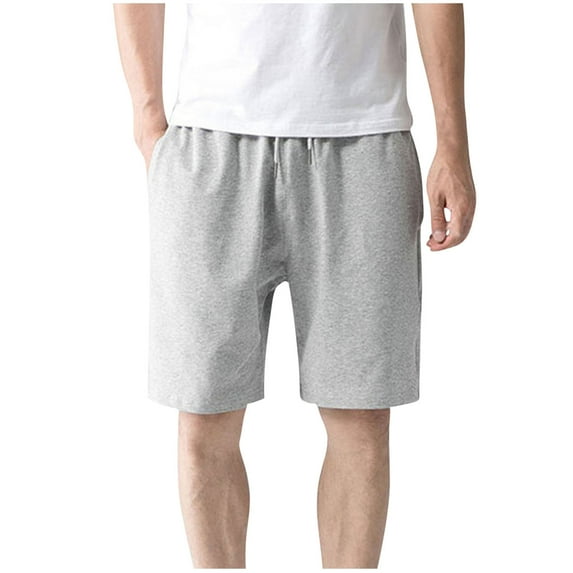 ohmzyzo Mens Sweat Shorts with Pockets Cotton Knit Lounge Jogger Athletic Short Drawstring Elastic Waist Workout Running Shorts