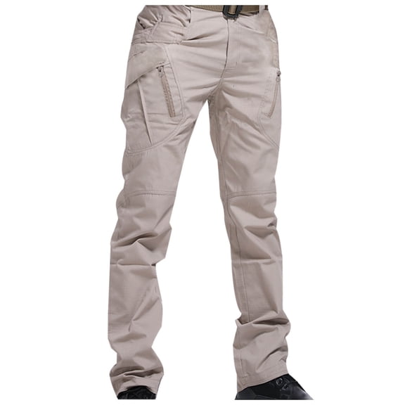 ohmzyzo Mens Tactical Cargo Pants Stretch Multi Pockets Trousers Lightweight Solid Color Pants Straight Leg Hiking Trousers with Pockets Khaki XXL