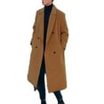 thumbnail image 1 of ohmzyzo Mens Trench Coats Notch Lapel Double Breasted Belted Pea Coats Wool Blend Winter Warm Overcoats Casual Solid Color Jackets Khaki XXL, 1 of 7