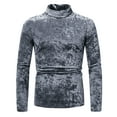 thumbnail image 1 of ohmzyzo Mens Velour Long Sleeve T Shirts Turtleneck Slim Fit Pullover Tops Casual Winter Thermal Undershirts Vintage Solid Color Tops Silver XXL, 1 of 7