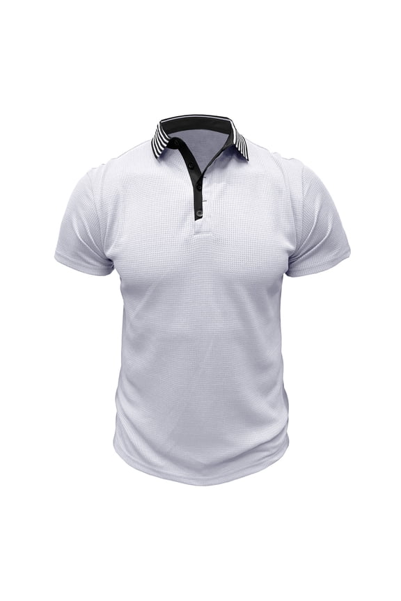 Mens Waffle Golf Shirts Quick Dry Moisture Wicking Tee Tops Short Sleeve Solid Color Tactical Polos Casual Work Collared T-Shirts S