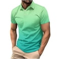 thumbnail image 1 of ohmzyzo Polo Shirts for Men Casual Short Sleeve Button Down Summer Tee Tops Trendy Comfy Gradient Color Tees Outdoor Golf Workout Shirts Mint Green XXL, 1 of 6
