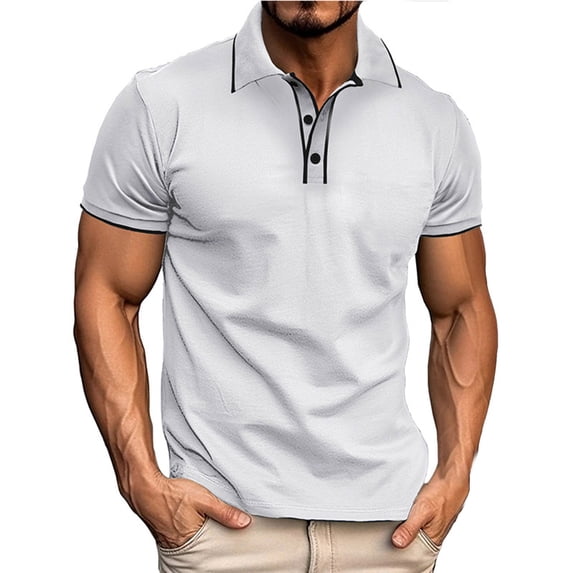 ohmzyzo Polo Shirts for Men Short Sleeve Business Golf Shirts Moisture Wicking Lightweight Dressy T-Shirts White XL