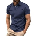 thumbnail image 1 of ohmzyzo Polo Shirts for Men Summer Short Sleeve Golf Tees Lightweight Quick-Dry Athletic T Shirts Lapel Button Down Vacation Beach Tops Navy Blue 4XL, 1 of 6