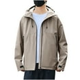 thumbnail image 1 of ohmzyzo Rain Jackets for Men Waterproof Long Sleeve Zip Up Coats Lightweight Hooded Windbreakers Casual Travel Hiking Outdoor Coats Gray 3XL, 1 of 4