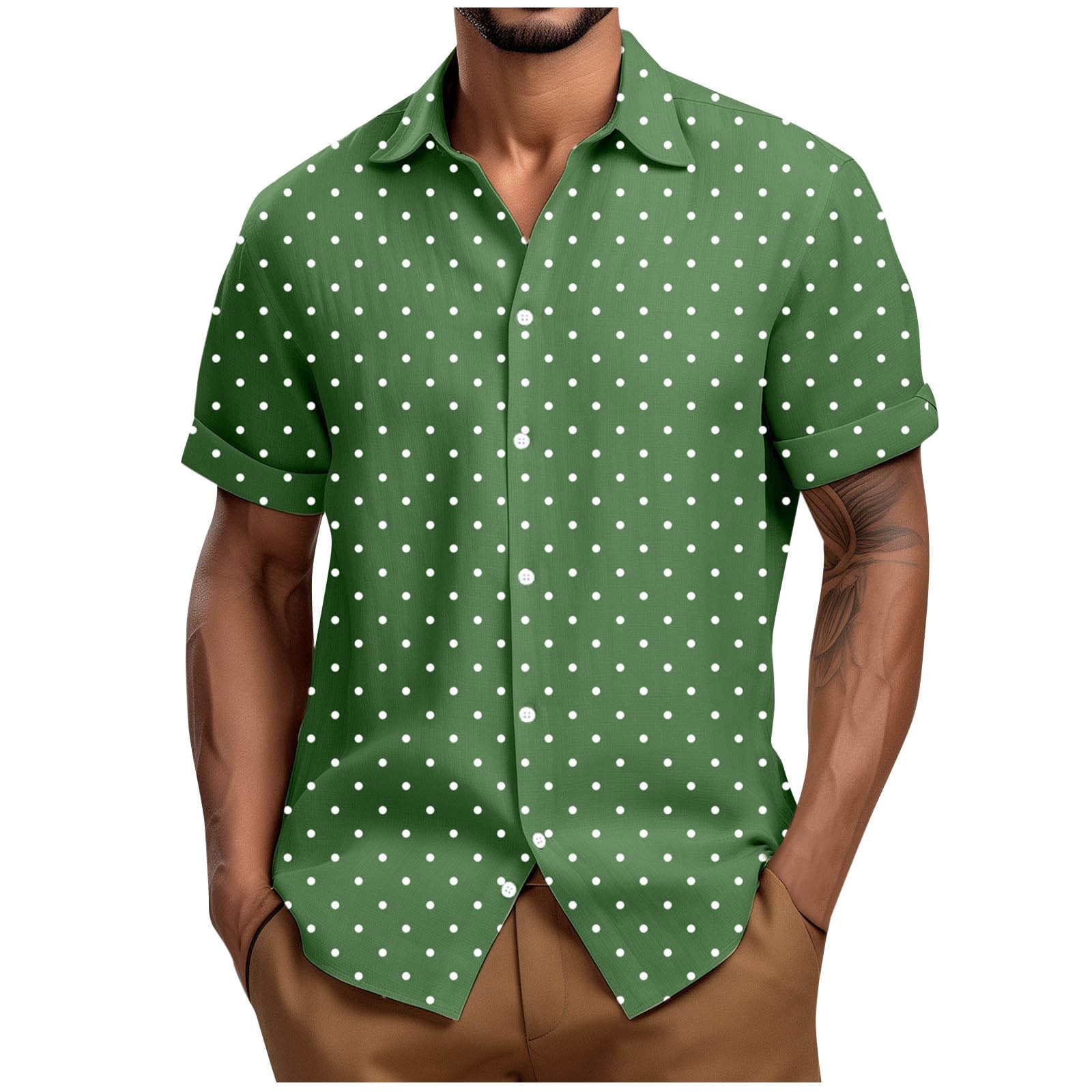 ohmzyzo Short Sleeve Button Down Shirts for Men Casual Vintage