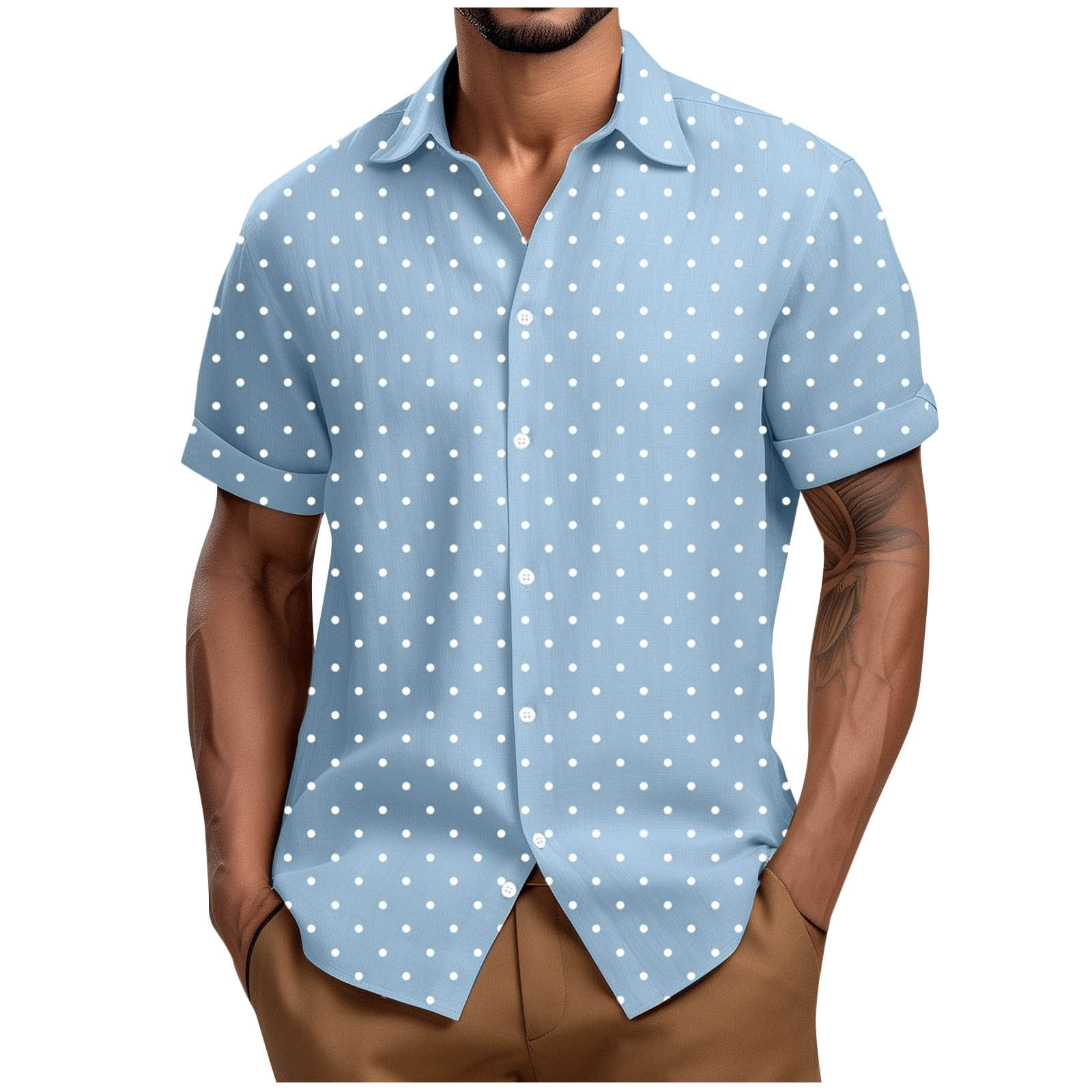 ohmzyzo Short Sleeve Button Down Shirts for Men Casual Vintage