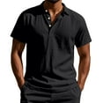 thumbnail image 1 of ohmzyzo Short Sleeve Shirts for Men Lapel V Neck Button Down Polo Shirt Casual Lightweight Breathable Summer Tops, 1 of 9