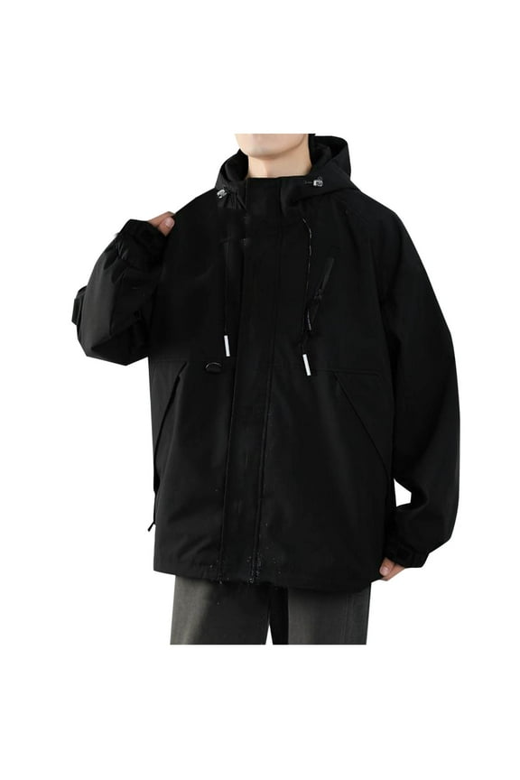 Soft Shell Jacket Mens Waterproof Lightweight Hooded Softshell Jacket Travel Jacket with Hidden Pockets Windbreaker Jackets 3XL