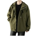 thumbnail image 1 of ohmzyzo Soft Shell Jacket Mens Waterproof Lightweight Hooded Softshell Jacket Travel Jacket with Hidden Pockets Windbreaker Jackets Green 3XL, 1 of 4