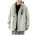 thumbnail image 1 of ohmzyzo Soft Shell Jacket Mens Waterproof Lightweight Hooded Softshell Jacket Travel Jacket with Hidden Pockets Windbreaker Jackets Khaki XXL, 1 of 3