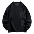 thumbnail image 1 of ohmzyzo Sweatshirts for Men Crewneck Long Sleeve Pullover Top Fall Spring Casual Loose Solid Color T Shirt with Pocket 4XL, 1 of 1