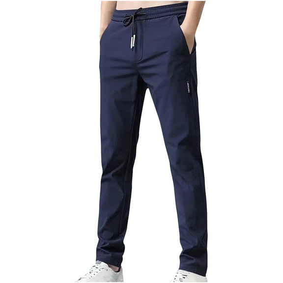 ohmzyzo Unisex Stretch Quick Drying Pants for Men Ice Silk Breathable Pants Elastic Waist Loose Fit Active Trousers