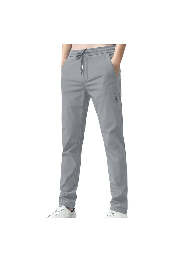 Unisex Stretch Quick Drying Pants for Men Ice Silk Breathable Pants Elastic Waist Loose Fit Active Trousers
