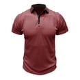 thumbnail image 1 of ohmzyzo Waffle Polo Shirts for Men Breathable Short Sleeve Golf Shirts Casual Quick Dry Moisture Wicking Tees Lightweight Solid Color Tops Red L, 1 of 6