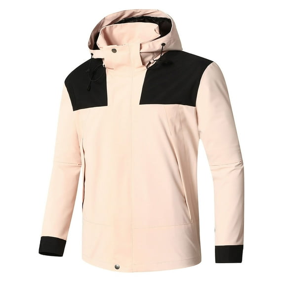 ohmzyzo Windbreaker Jackets for Men Waterproof Lightweight Hooded Softshell Jacket Travel Jacket with Hidden Pockets Work Coats for Men Winter Jackets Pink M