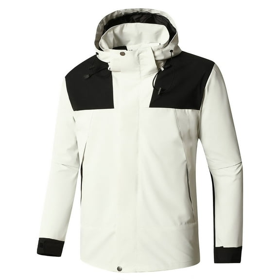 ohmzyzo Windbreaker Jackets for Men Waterproof Lightweight Hooded Softshell Jacket Travel Jacket with Hidden Pockets Work Coats for Men Winter Jackets XS