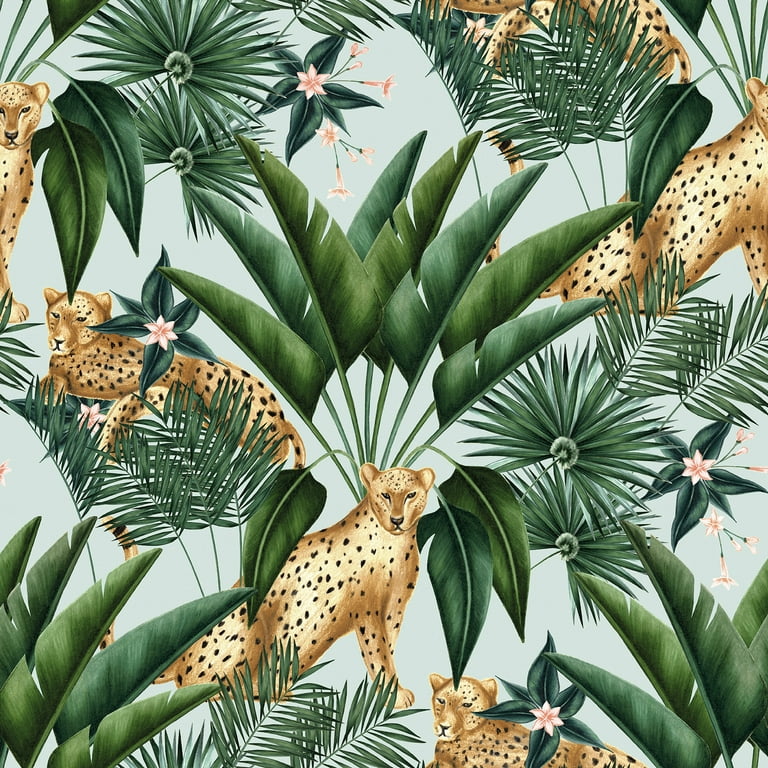ohpopsi Augustus Aqua Jungle Cheetah Wallpaper 