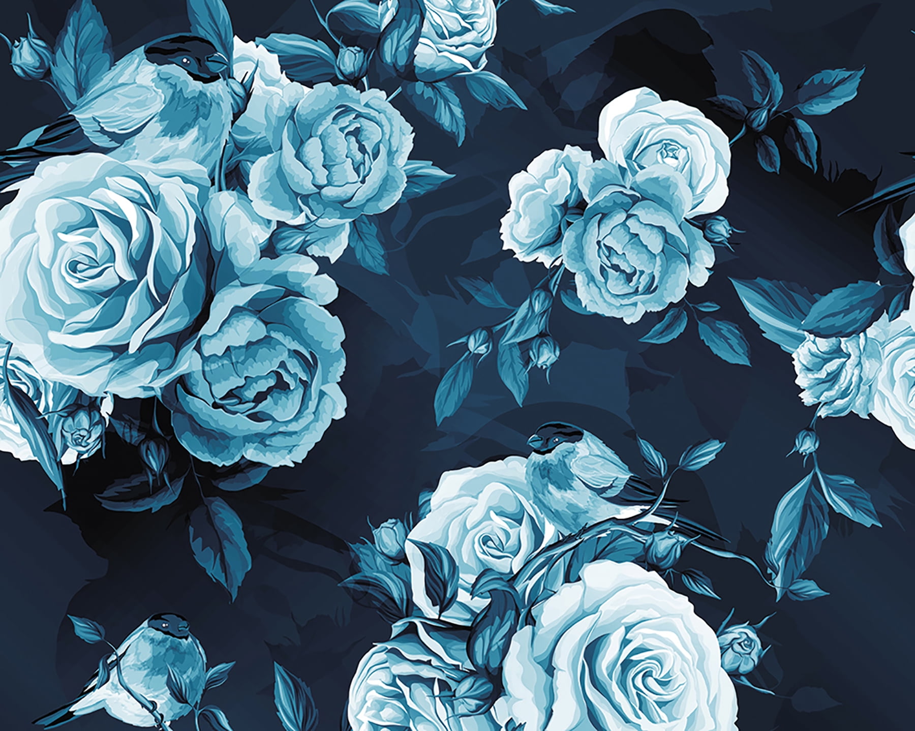 ohpopsi Blue Roses Floral Contemporary Wall Mural - Walmart.com