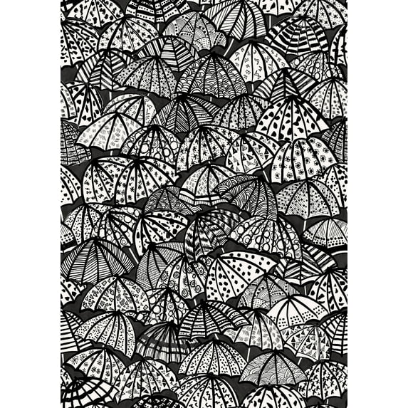 ohpopsi Dara Black Jolly Brollies Wallpaper, 19.7-in by 33-ft, 54.18 sq. ft.