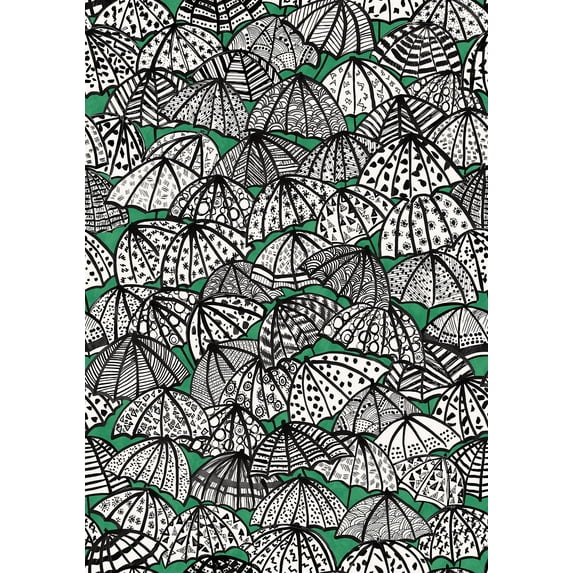 ohpopsi Dara Green Jolly Brollies Wallpaper, 19.7-in by 33-ft, 54.18 sq. ft.