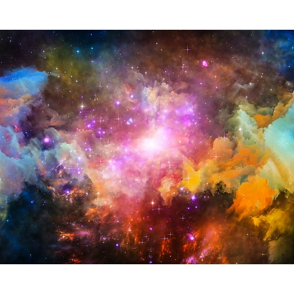 ohpopsi Multicolor Watercolour Flora Nature No Paste Included Non Woven Wall Mural, 94-in by 118-in