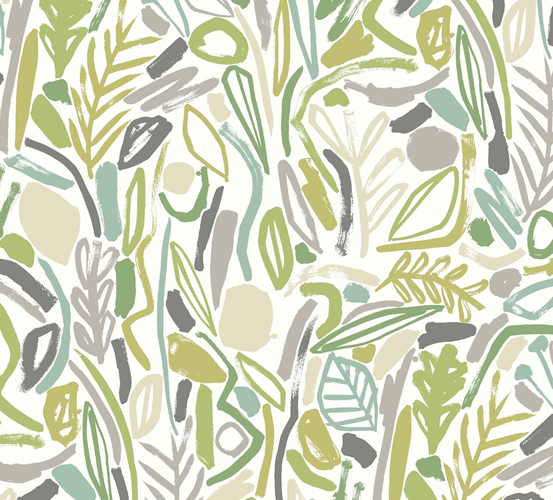 ohpopsi Verdure Lime Painted Botanical Unpasted Non Woven Wallpaper, 19.7-in by 33-ft., 54.2 sq. ft.