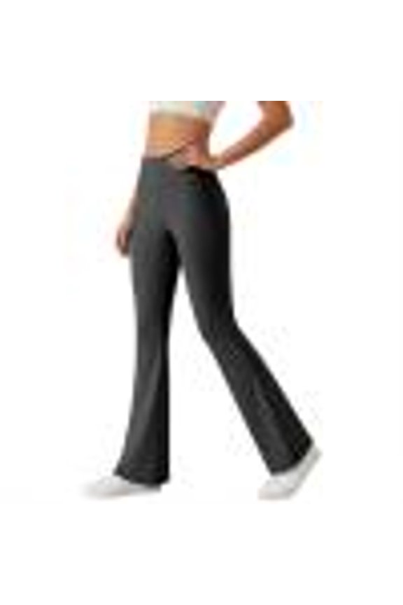 Flare Leggings for Women Stretchy Gym Yoga Pants Butt Lifting Elastic Waist Workout Bottoms Dark Gray