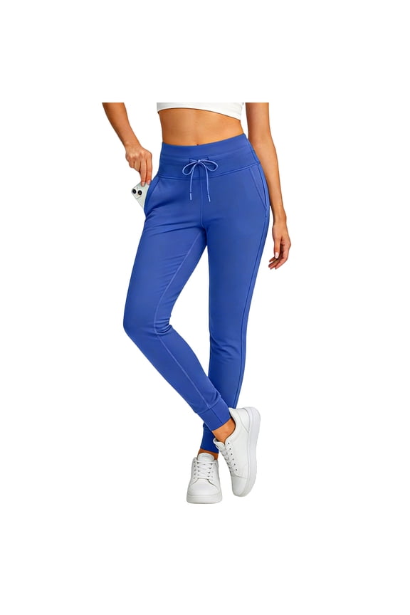 Joggers Pants for Women Gym Yoga Leggings High Waist Stretchy Trousers with Zipper Pockets,S-3XL Blue