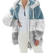 oiangi North Face Outerwear Womens Warm Faux Coat Jacket Winter Zipper Long Sleeve Outerwear
