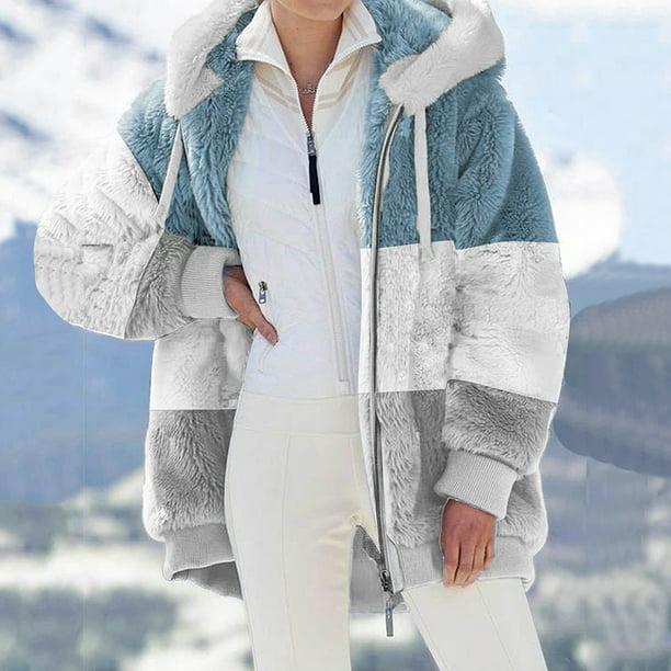 oiangi North Face Outerwear Womens Warm Faux Coat Jacket Winter Zipper ...