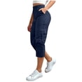 thumbnail image 1 of Oiangi Plus Size Capris for Women Button Elastic Waist Hiking Pants Casual Outdoors Cargo Track Pants with Multi-Pocket Navy M, 1 of 7