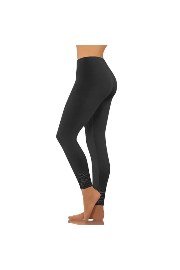 Women's Plus Size Leggings Elastic High Waist Yoga Pants Stretchy Butt Lifting Tight Pant with Scrunch Leg Black 3XL