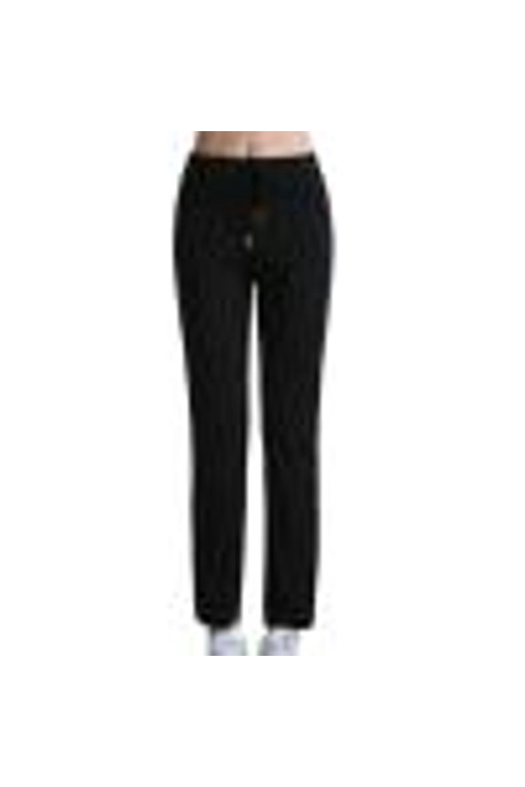 Womens Yoga Pants with Pockets Straight Leg Stretch Trousers Drawstring Elastic Waist Workout Bottoms Black