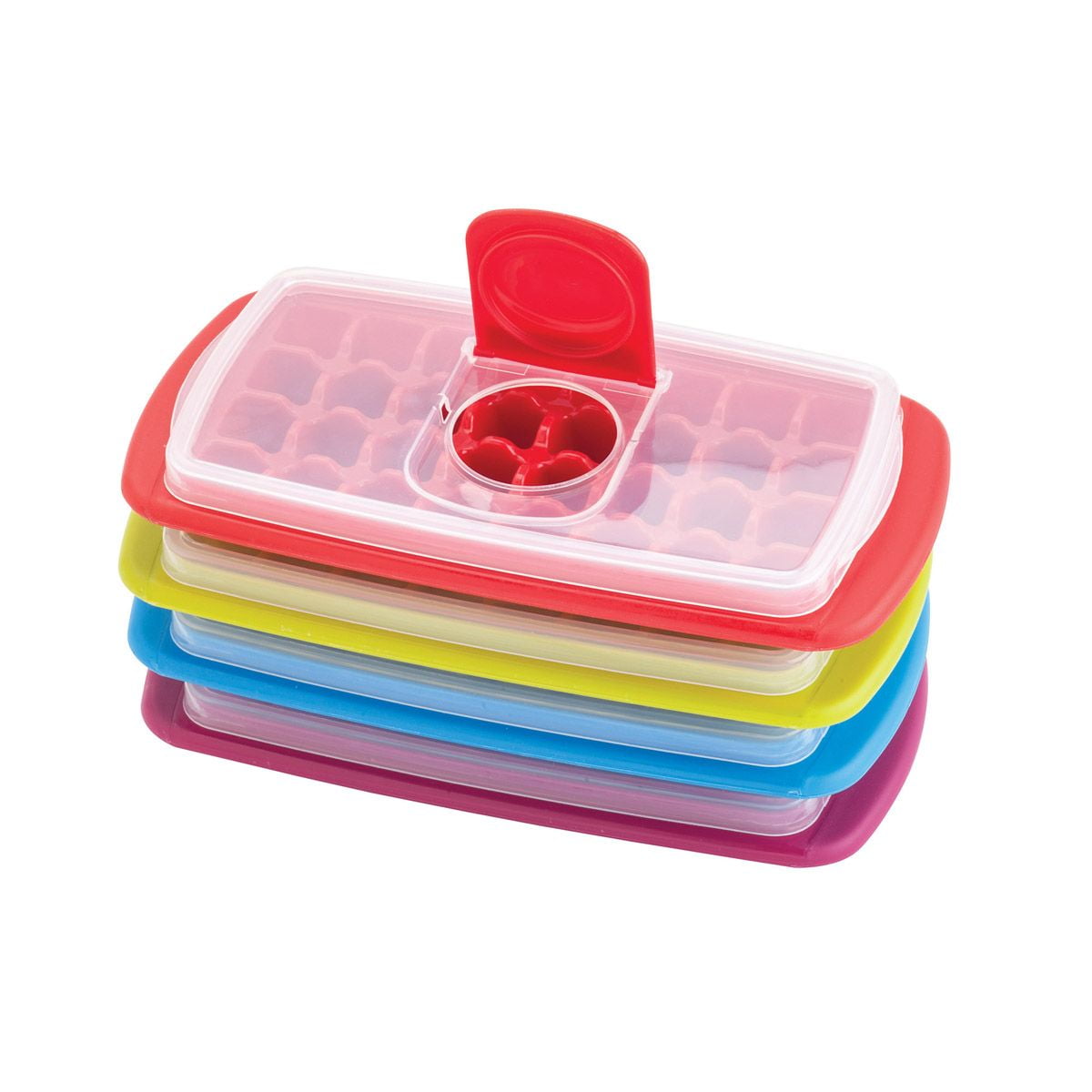 Rubbermaid 6013371 Plastic & Silicone Ice Tray, Red & White