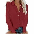thumbnail image 1 of oieyuz Button Down Shirts for Women Business Long Sleeve Lapel Tops Regular Solid Color Blouses, 1 of 7