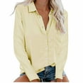 thumbnail image 1 of oieyuz Button Down Shirts for Women Business Long Sleeve Lapel Tops Regular Solid Color Blouses, 1 of 7