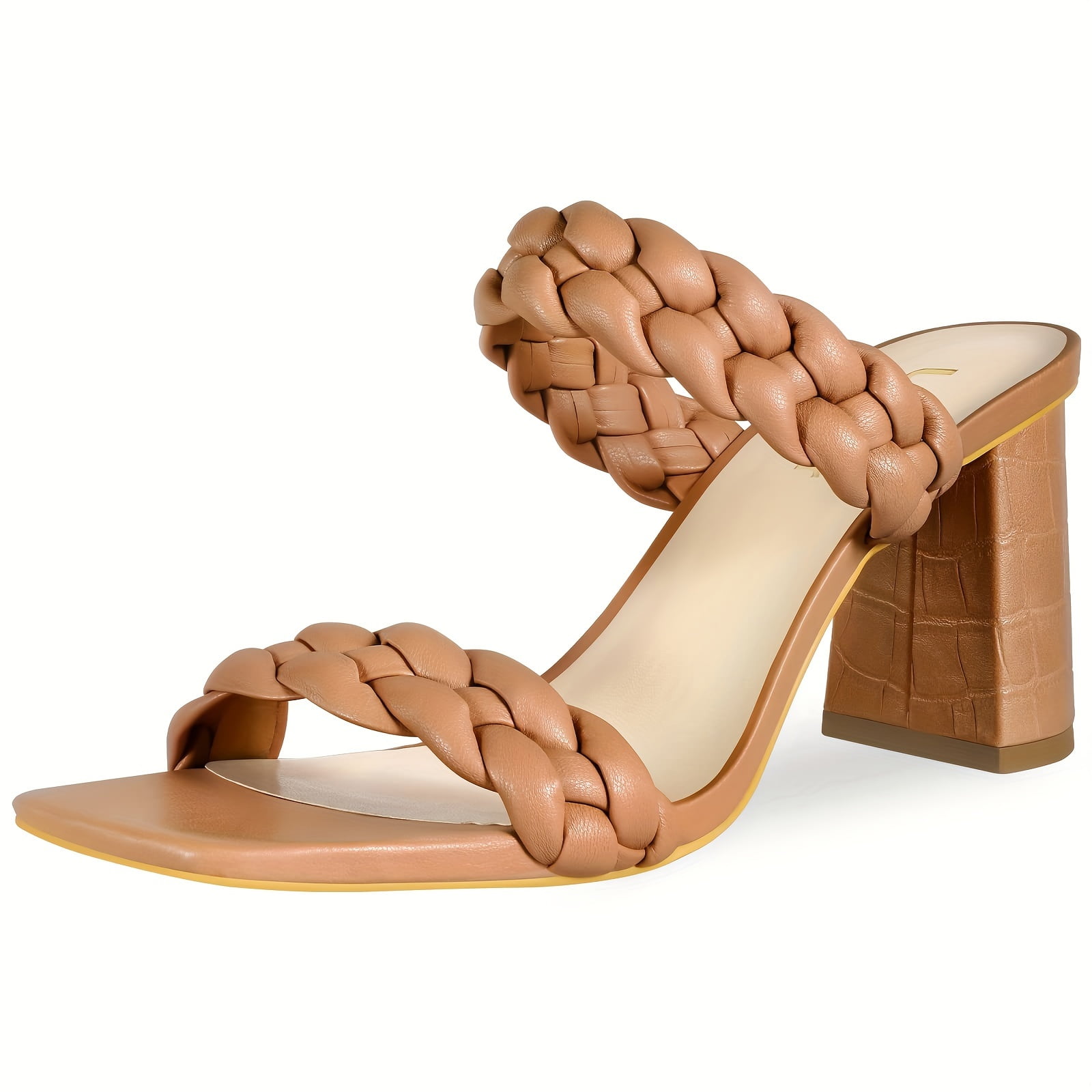 braided nude heels