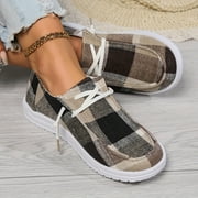 oiky Chic Plaid Sneakers for Women - Comfortable Lightweight Design  Breathable Low Tops for Everyday Wear Gift