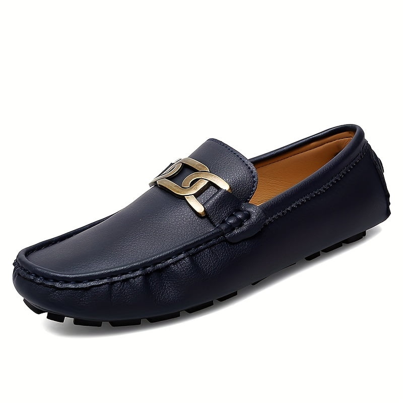 oiky Men‘s Moc Toe Loafer Shoes With Metallic Decor Driving Shoes Comfy ...
