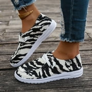 oiky Women‘s Slip-on Skate Shoes  Fashionable  Tiger Stripe Pattern  Breathable Casual Sneakers With White Sole  Comfortable Footwear For Everyday Wear Gift