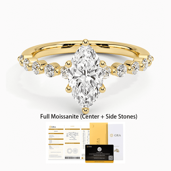 Moissanite Half Coverage Engagement Rings for Women D Color VVS1 Clarity 925 Sterling Silver Marquise Cut Halo Moissanite Wedding Promise Band Rings Size 5-10